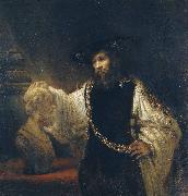 Rembrandt van rijn Aristotle Contemplating a Bust of Homer oil on canvas